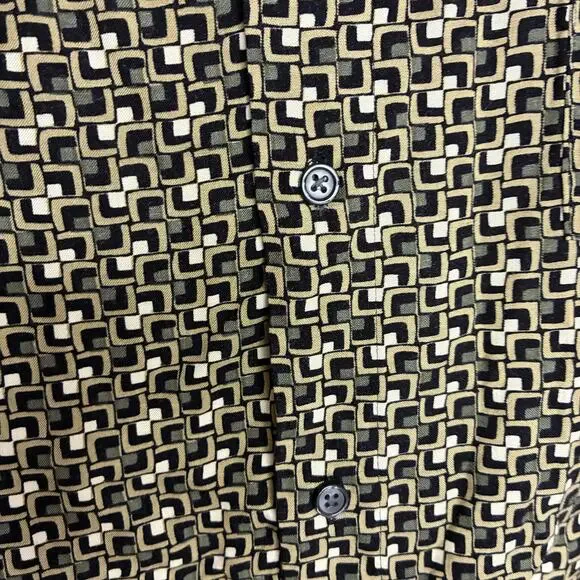 Manhattan Co Men’s Button Geometric Tan Green Casual Shirt Rayon US 3X Vintage - Picture 5 of 9